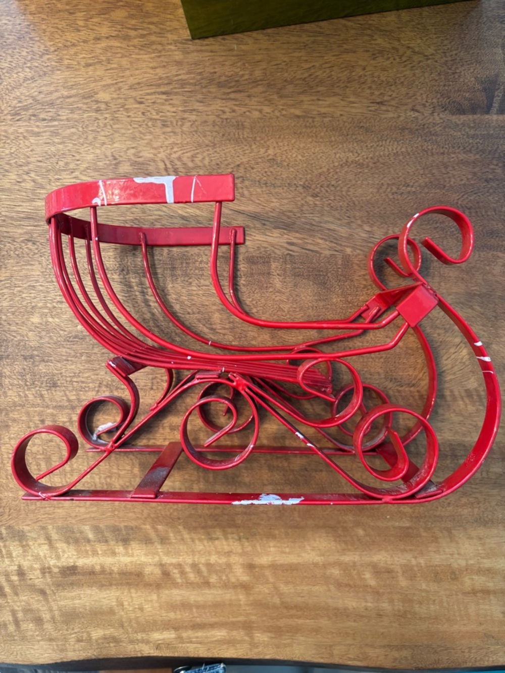 Vintage Red Decorative Metal Sleigh Holiday Accent